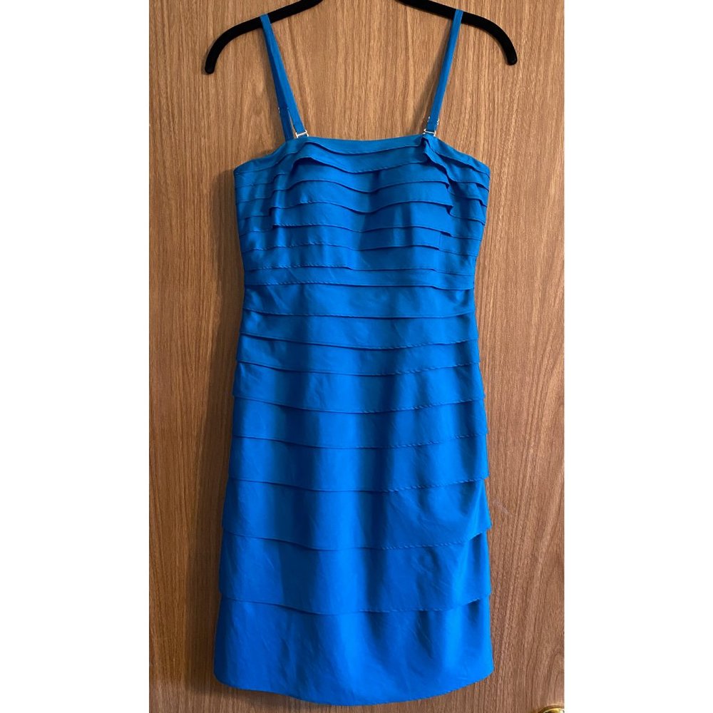 Antonio Melani Blue Ruffle Silk Blend Dress - Size: 2